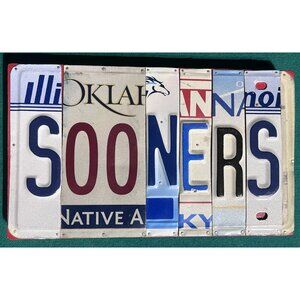 Oklahoma Sooners License Plate Custom w/ Oklahoma + Other States Plaque